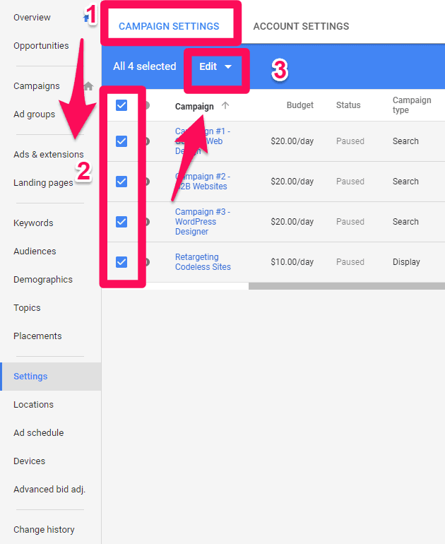 adding tracking templates in adwords