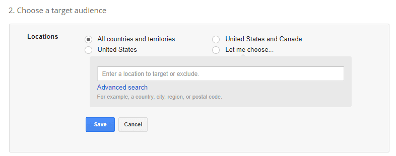 adwords location targeting options