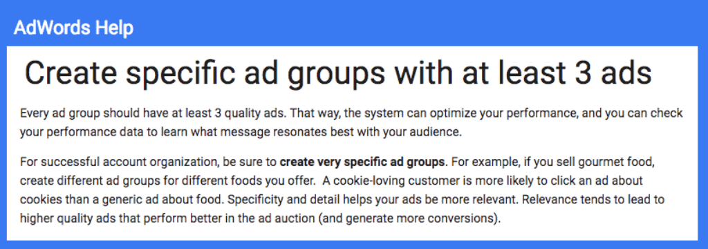 google adwords help on adgroups