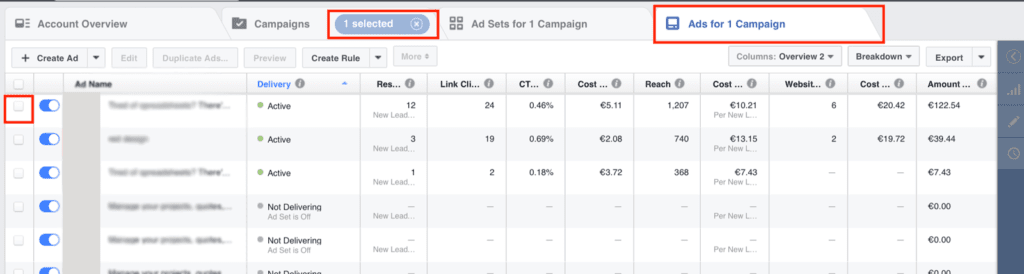 facebook advertising manager dashboard