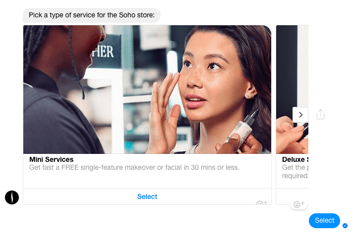 Sephora Messenger chatbot eg 3