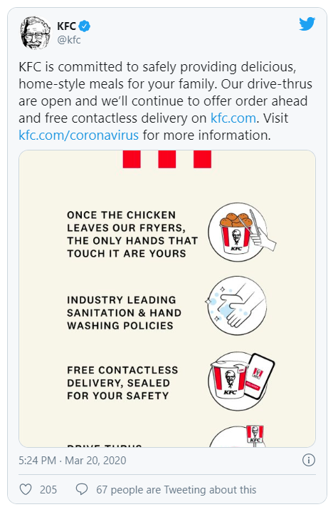 KFC safety practices tweet