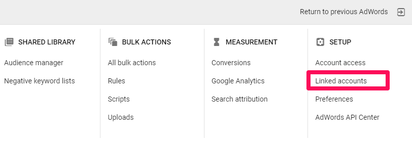 linked accounts adwords