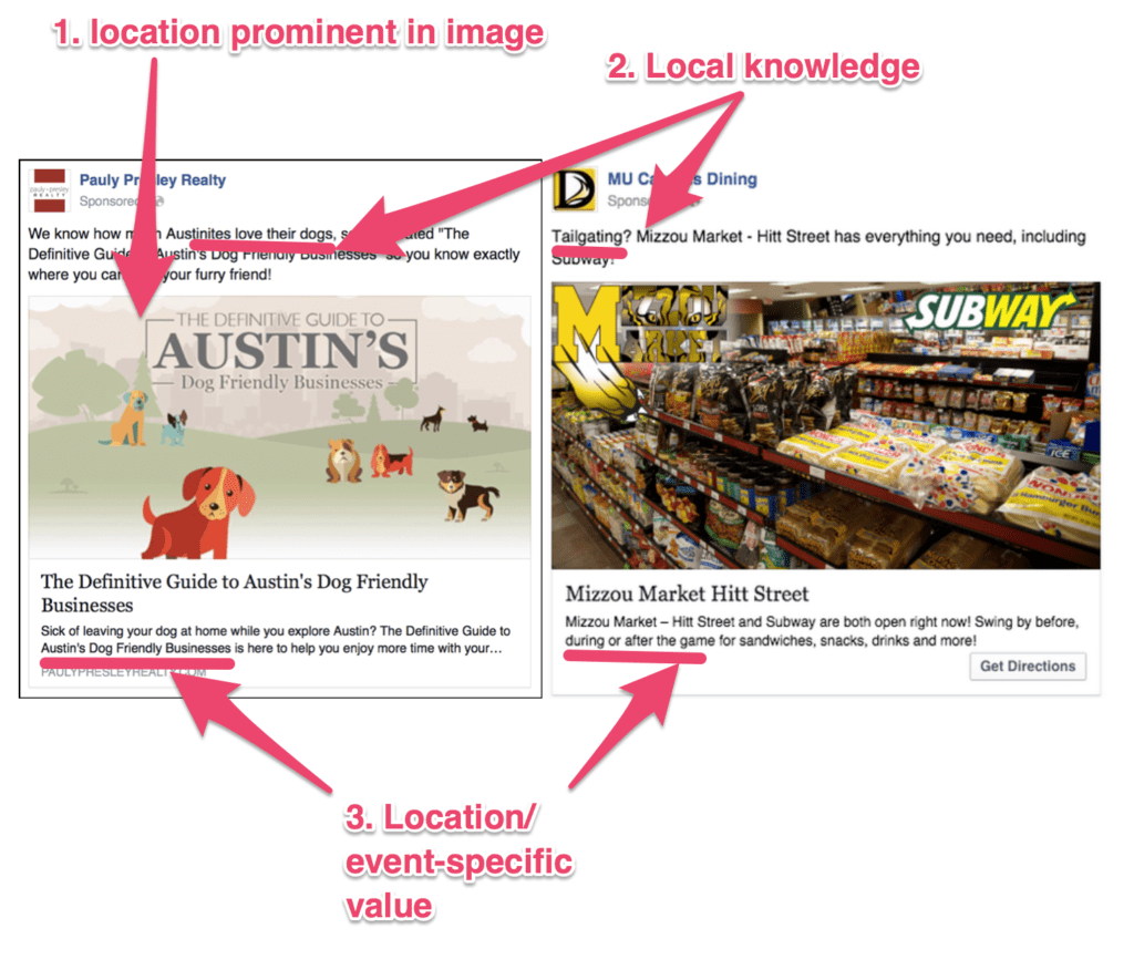 facebook ad template location specific ads