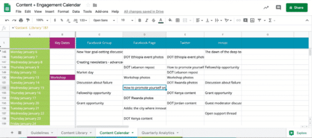 Content and engagement content calendar