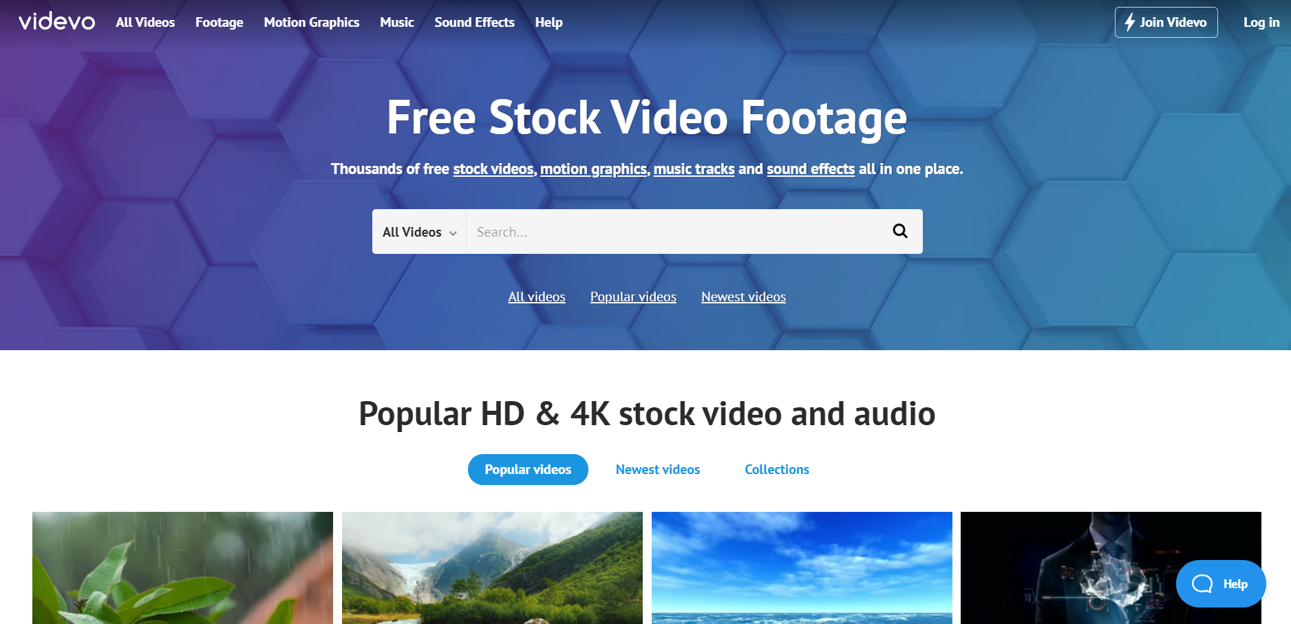 Free stock video platform Videvo