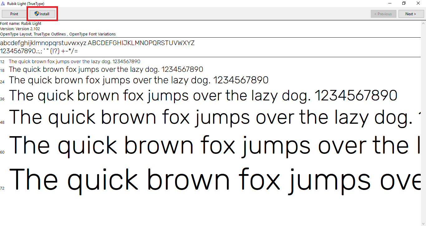 Installing a new Word font